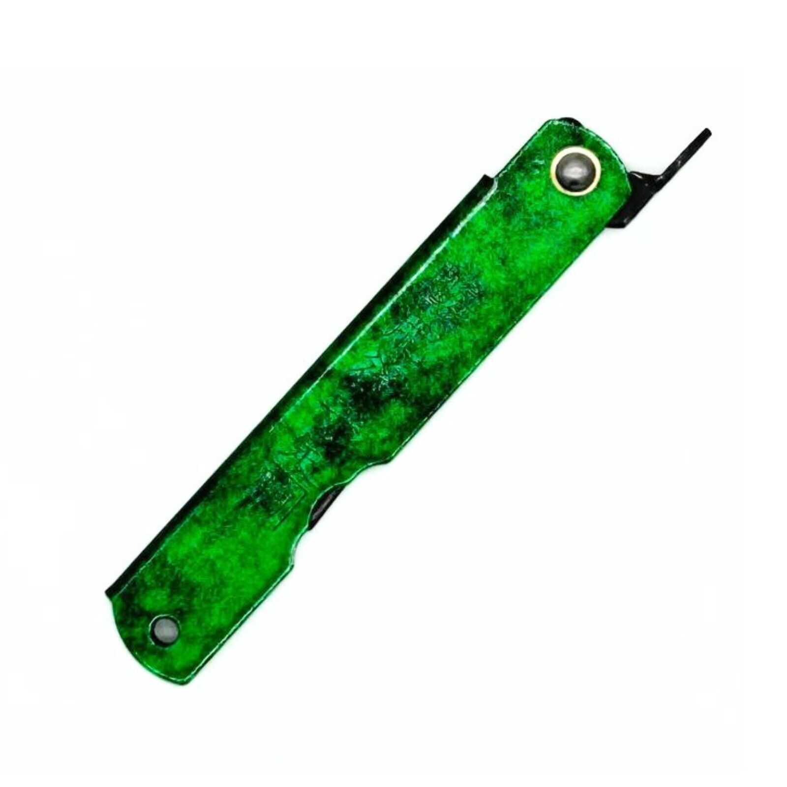 Higonokami Folding Knife, Authentic HISUI Steel, Black & Jade