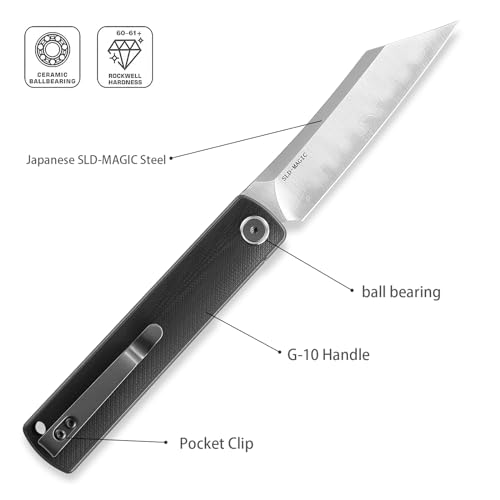 Japanese Higonokami Knife, G10 Handle, SLD-MAGIC Steel, Clip