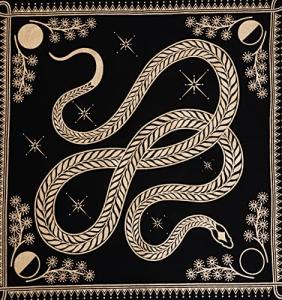 Golden Snake Tarot Table Cloth - 18x18 Inches