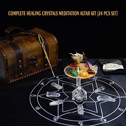 7 Chakra Crystal Set with Tarot Cloth and Sage