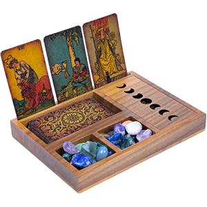 Moon Phase Tarot Card Holder Box & Crystal Tray