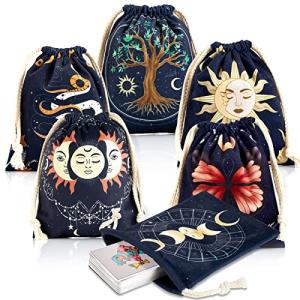 6-Piece Tarot Bag Kit Velvet Drawstring Deck Holder