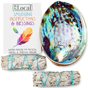 Smudging Kit with White Sage and Abalone Bowl