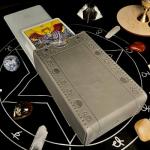 Moon Design Leather Tarot Card Holder - Grey