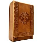 Brown Leather Tarot Card Case - Tree of Life Design