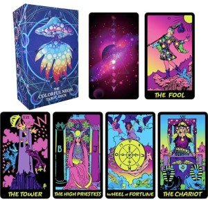 Colorful Neon Tarot Deck with Guidebook for Beginners