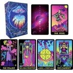 Colorful Neon Tarot Deck with Guidebook for Beginners