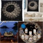 Golden Sun Moon Star Altar Cloth for Tarot