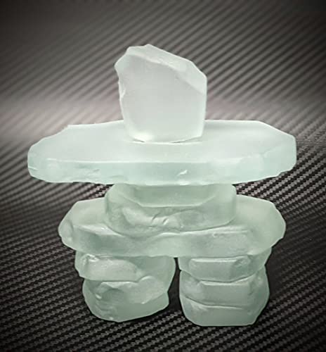 Inukshuk Statues: 7.5" Frosted Glass Sculpture