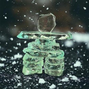 4.5" Clear Glass Inukshuk Statue