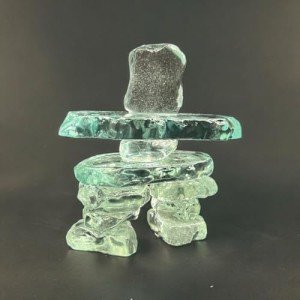3.5" Clear Glass Inukshuk Statue