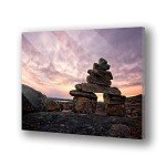 Acrylic Inukshuk Wall Art - Rocky Mountain Sunset