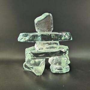Clear Glass Inukshuk Statue - 2.5
