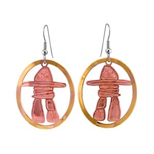 Unique Two-Tone Inukshuk Earrings in Gold/Copper
