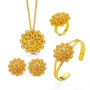 Ethiopian Gold Plated Inukshuk Statue Jewelry Set