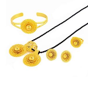 Ethiopian Gold Plated Inukshuk Statue Jewelry Set