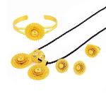 Ethiopian Gold Plated Inukshuk Statue Jewelry Set