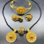 Ethiopian Gold Plated Inukshuk Statue Jewelry Set