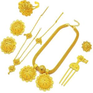 Elegant 24K Gold Plated Ethiopian Jewelry Set