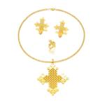 Ethiopian Women Cross Jewelry Set - Silver/Gold