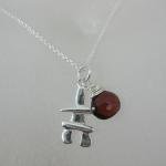 Garnet Gem Inukshuk Necklace in Sterling Silver