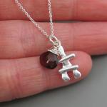 Garnet Gem Inukshuk Necklace in Sterling Silver
