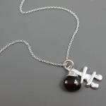 Sterling Silver Inukshuk Necklace with Garnet