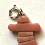 Pink Stone Inukshuk Charm Pendant with Silver Figure