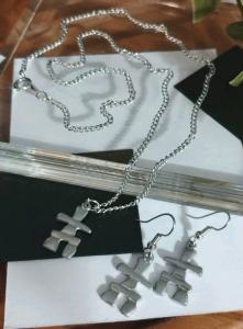 Inukshuk Pathfinder Pendant Necklace and Earrings Set