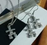 Inukshuk Pathfinder Pendant Necklace and Earrings Set