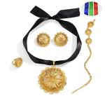 Ethiopian Gold Jewelry Set with Pendant and Earrings