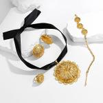 Ethiopian Gold Jewelry Set with Pendant and Earrings