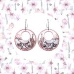 Copper Hoop Earrings with Cactus & Roadrunner Design