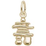 3D Yellow Gold Inukshuk Charm for Jewelry