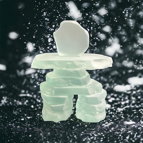Inukshuk Statues: 7.5" Frosted Glass Sculpture