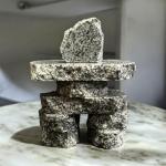 Gray Granite Inukshuk Statue, 2.5 Inches Tall
