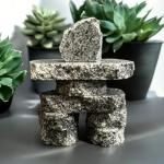 Gray Granite Inukshuk Statue, 2.5 Inches Tall