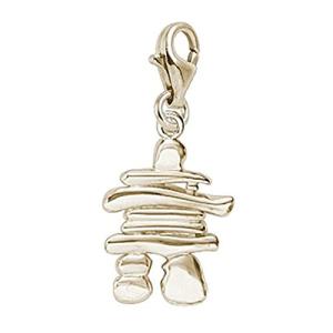10k Yellow Gold Inukshuk Charm With Lobster Claw Clasp, Charms for Bracelets and Necklaces