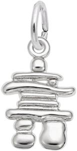 Small Metal Inukshuk Charm in 14K White Gold