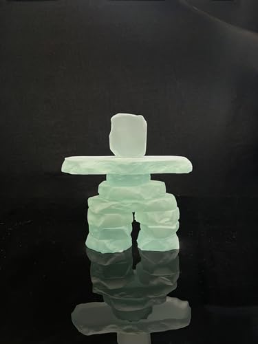 Inukshuk Statues: 7.5" Frosted Glass Sculpture