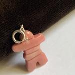 Pink Stone Inukshuk Charm Pendant with Silver Figure