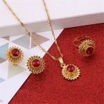 Ethiopian Crystal Jewelry Set with Red Accent