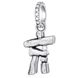 Inukshuk Charm for Pandora Bracelet - Silver Pendant