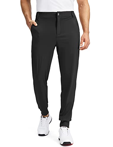 Men's Slim Fit Golf Joggers with 5 Pockets (Black, L)