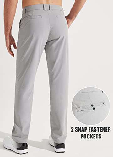 Libin Men's Stretch Golf Pants, Light Grey, 34W x 30L