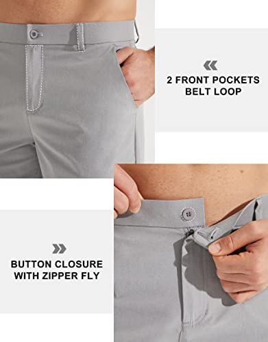 Libin Men's Stretch Golf Pants, Light Grey, 34W x 30L