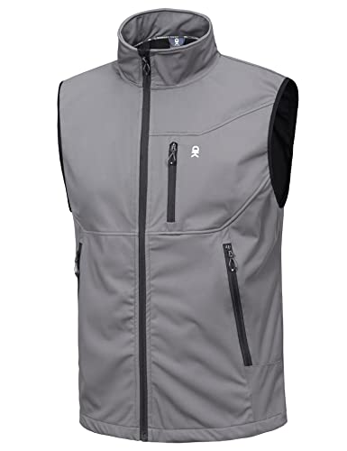 Men's Golf Gray Softshell Vest, Lightweight & Windproof