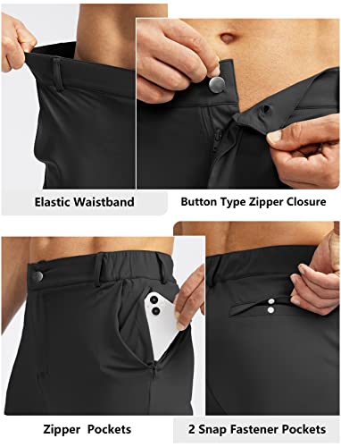 Men's Slim Fit Golf Joggers with 5 Pockets (Black, L)