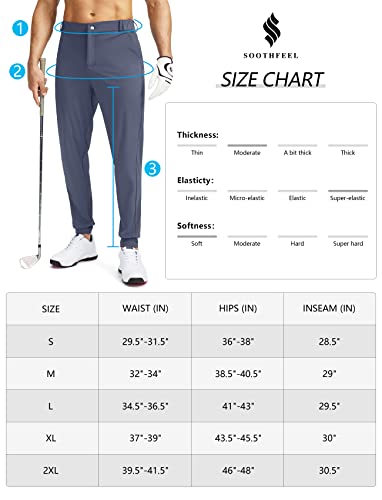 Men's Slim Fit Golf Joggers with 5 Pockets (Black, L)