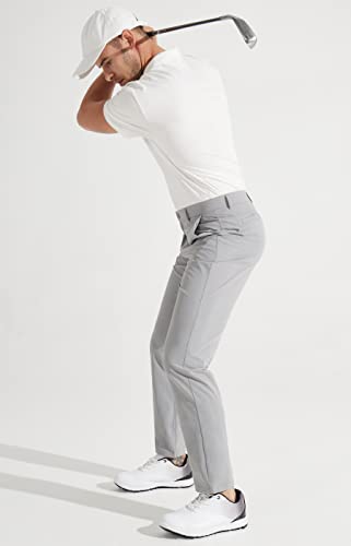 Libin Men's Stretch Golf Pants, Light Grey, 34W x 30L
